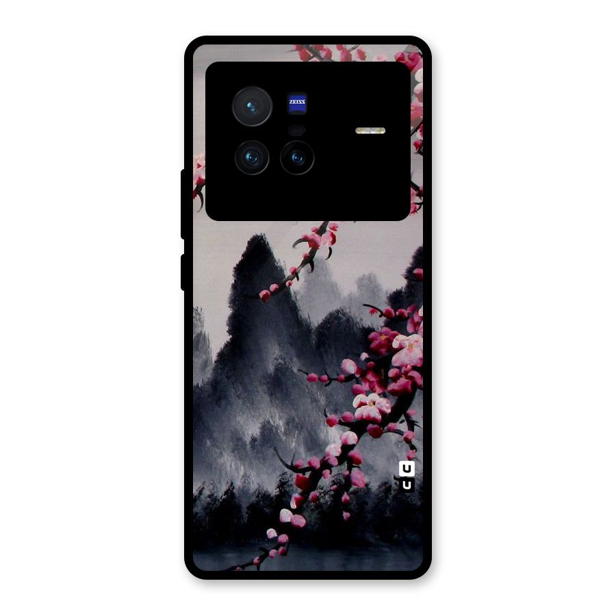 Hills And Blossoms Glass Back Case for Vivo X80