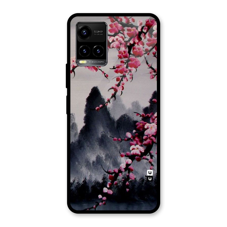 Hills And Blossoms Glass Back Case for Vivo Y21G