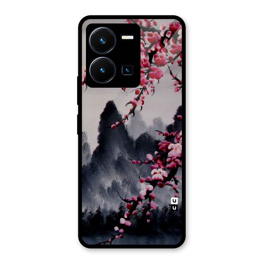 Hills And Blossoms Glass Back Case for Vivo Y35