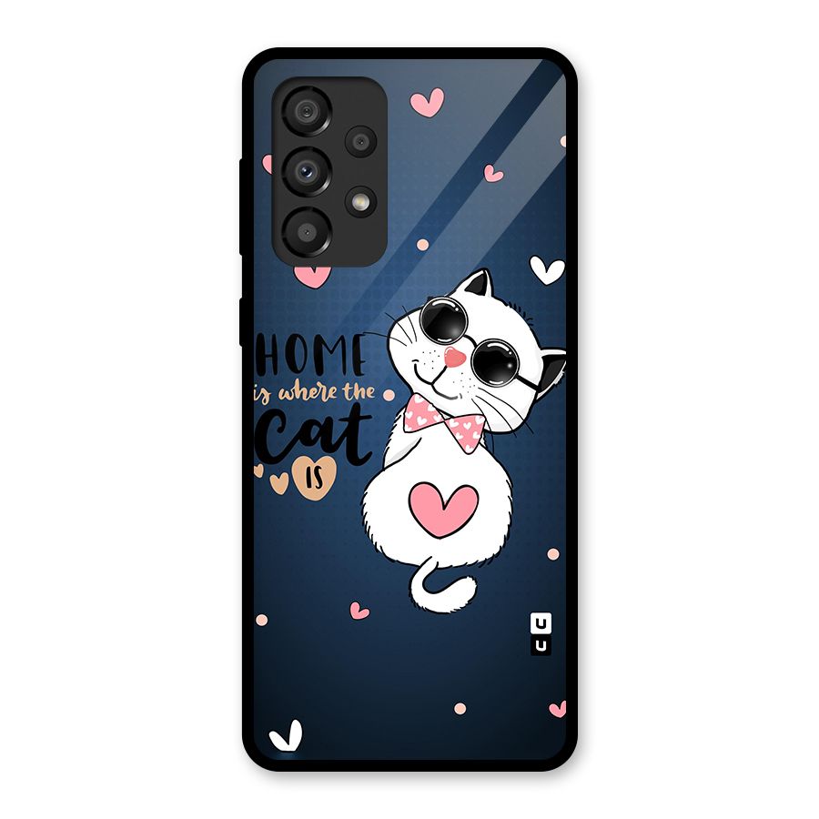 Home Where Cat Glass Back Case for Galaxy A33 5G