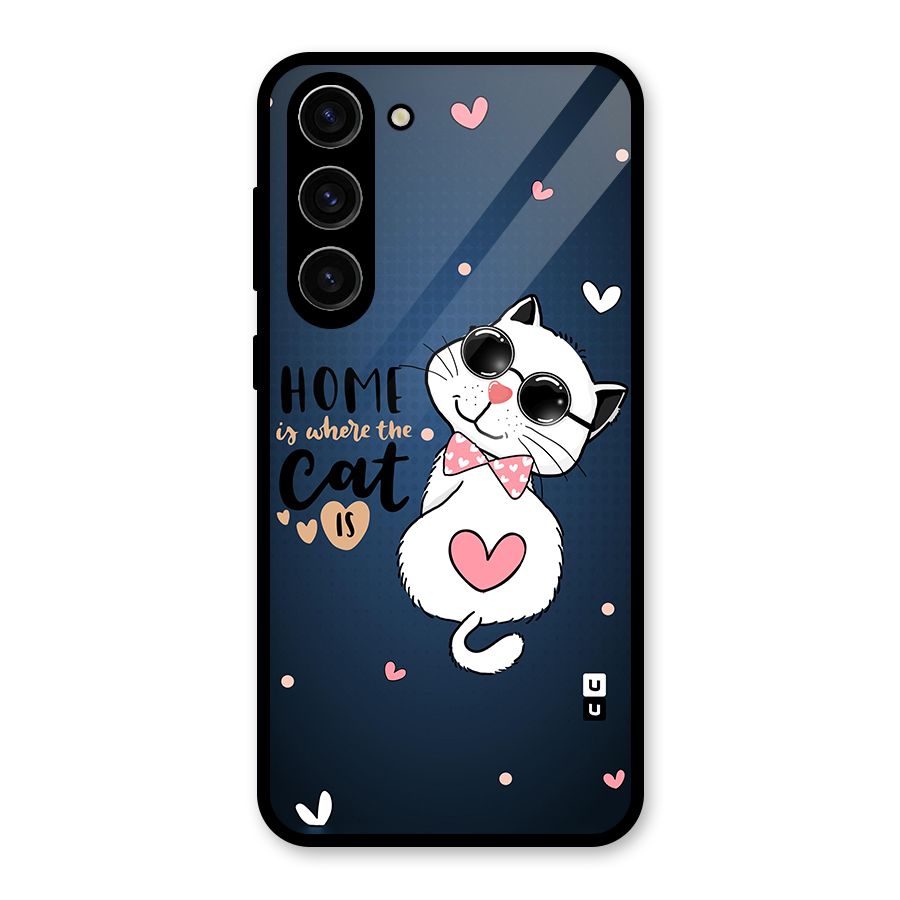 Home Where Cat Glass Back Case for Galaxy S23 Plus