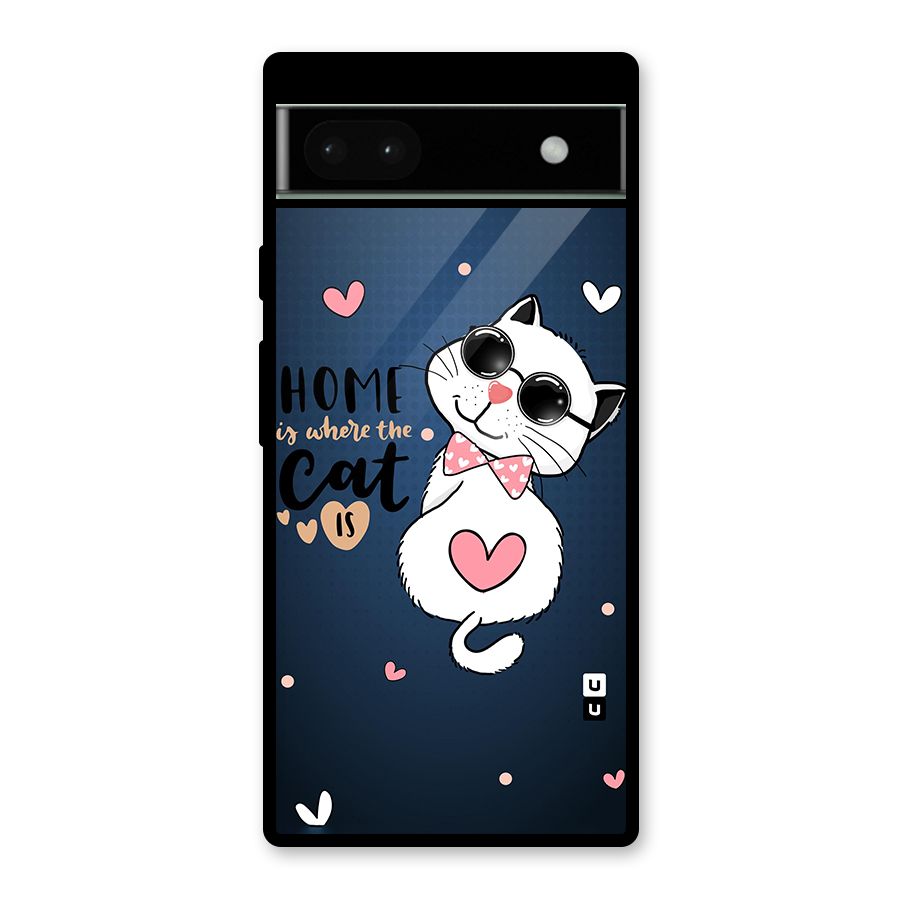 Home Where Cat Glass Back Case for Google Pixel 6a