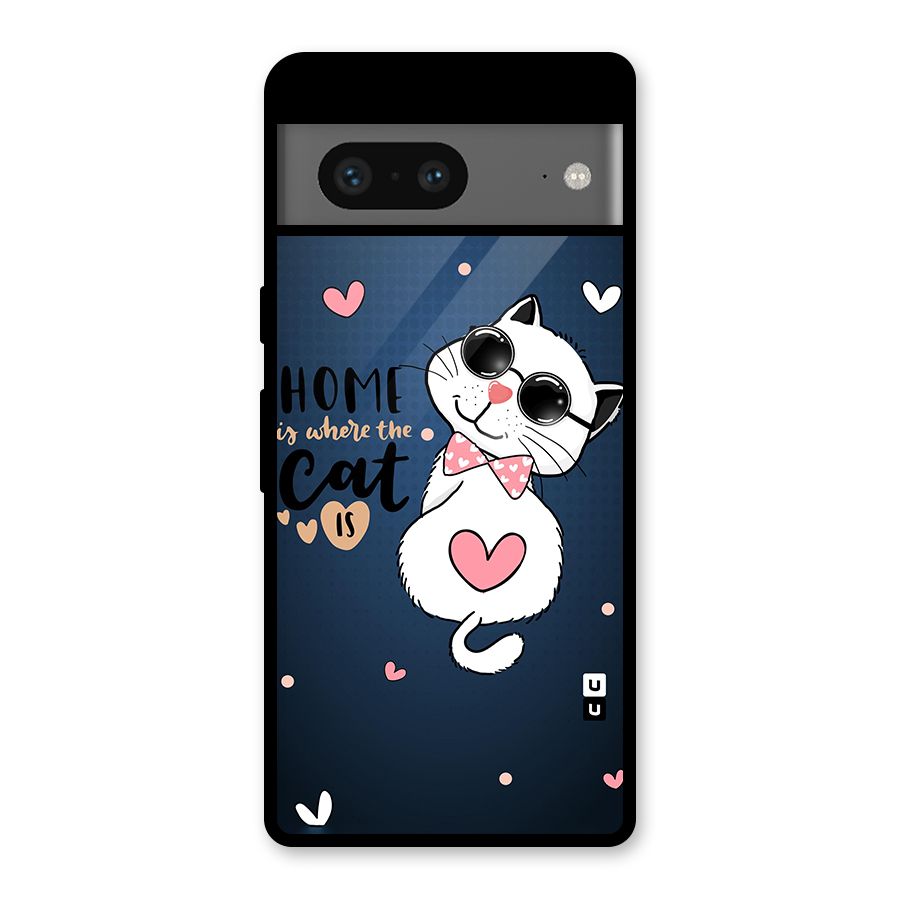 Home Where Cat Glass Back Case for Google Pixel 7