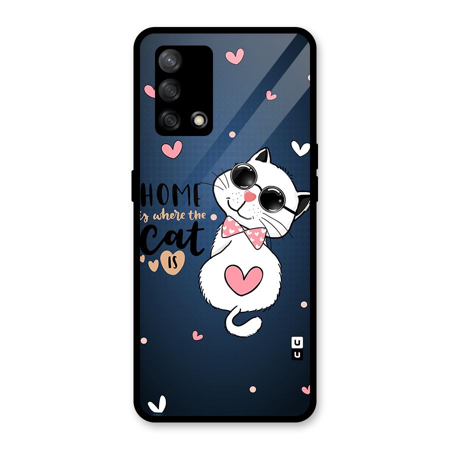 Home Where Cat Glass Back Case for Oppo F19