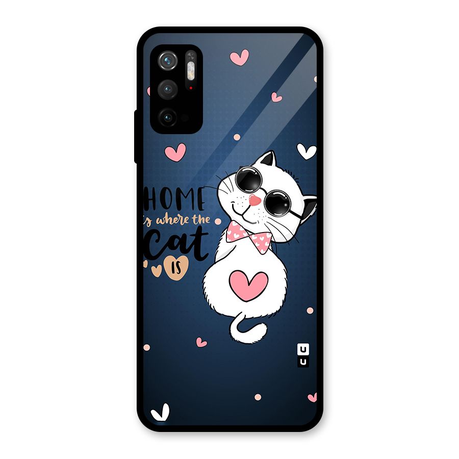 Home Where Cat Glass Back Case for Poco M3 Pro 5G