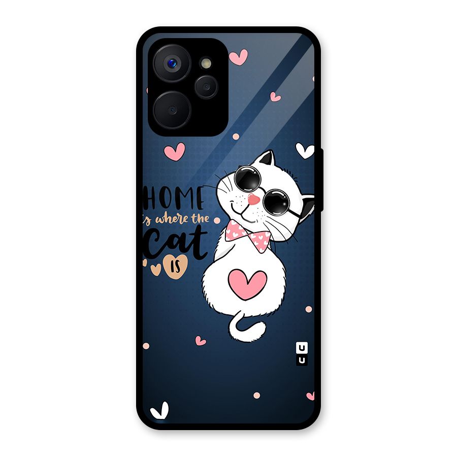 Home Where Cat Glass Back Case for Realme 9i 5G