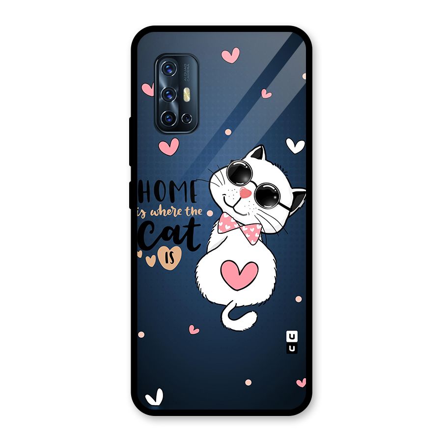 Home Where Cat Glass Back Case for Vivo V17