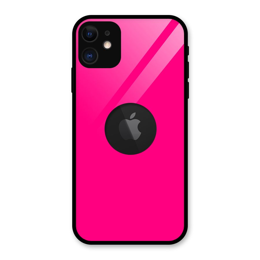 Hot Pink Glass Back Case for iPhone 11 Logo Cut