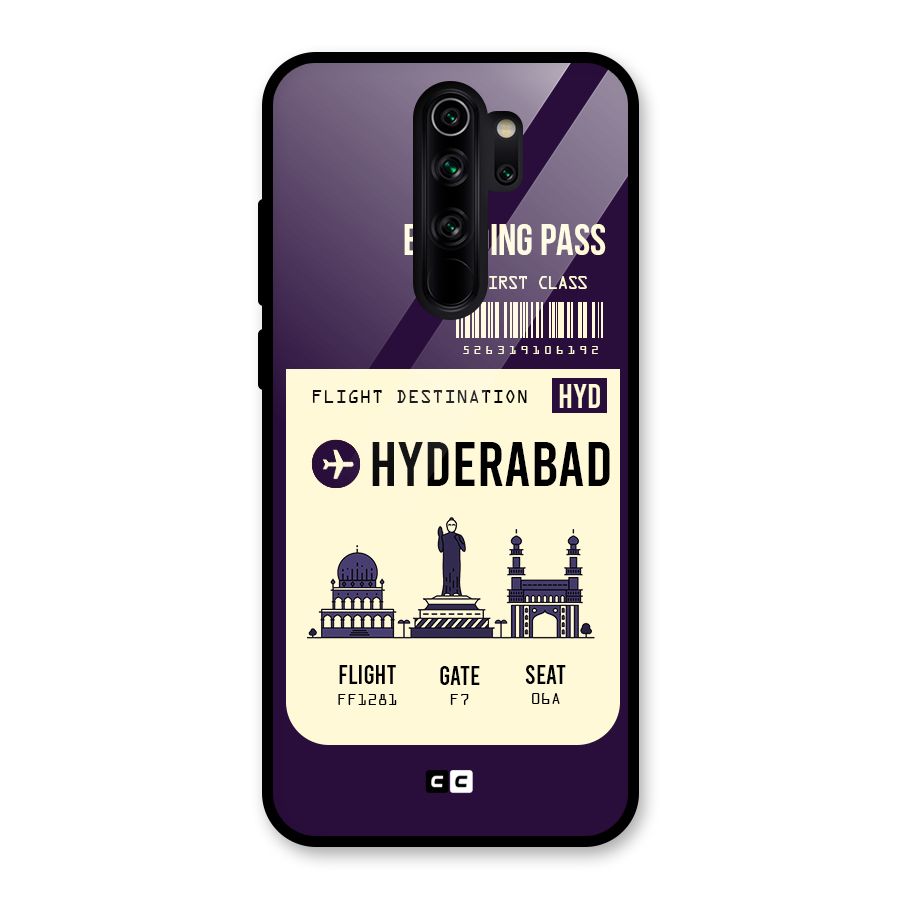 Hyderabad Boarding Pass Glass Back Case for Redmi Note 8 Pro