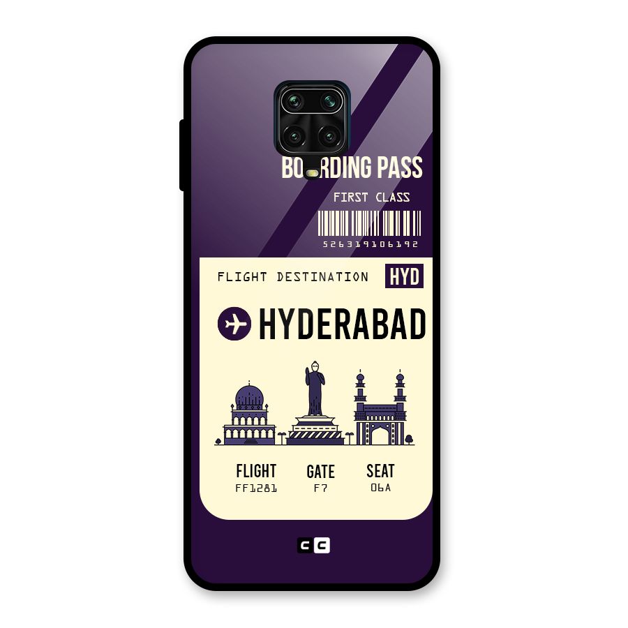 Hyderabad Boarding Pass Glass Back Case for Redmi Note 9 Pro