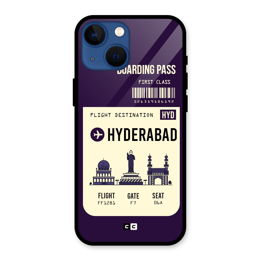 Hyderabad Boarding Pass Glass Back Case for iPhone 13 Mini