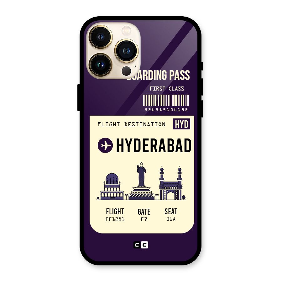 Hyderabad Boarding Pass Glass Back Case for iPhone 13 Pro Max