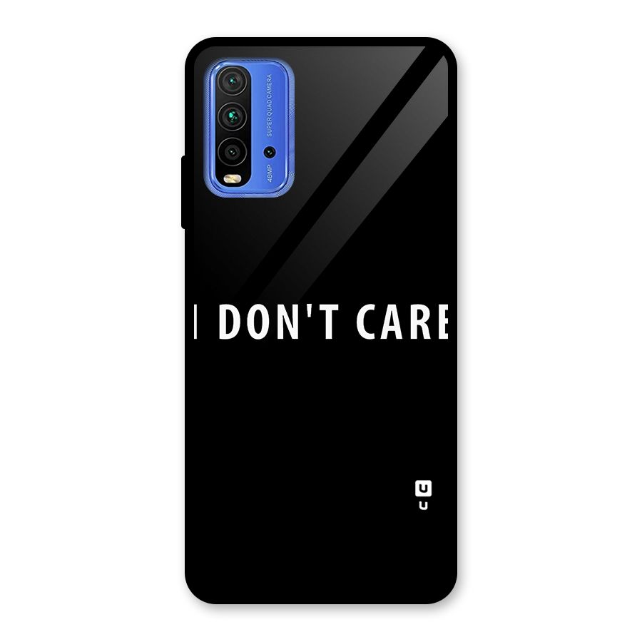 I Dont Care Typography Glass Back Case for Redmi 9 Power