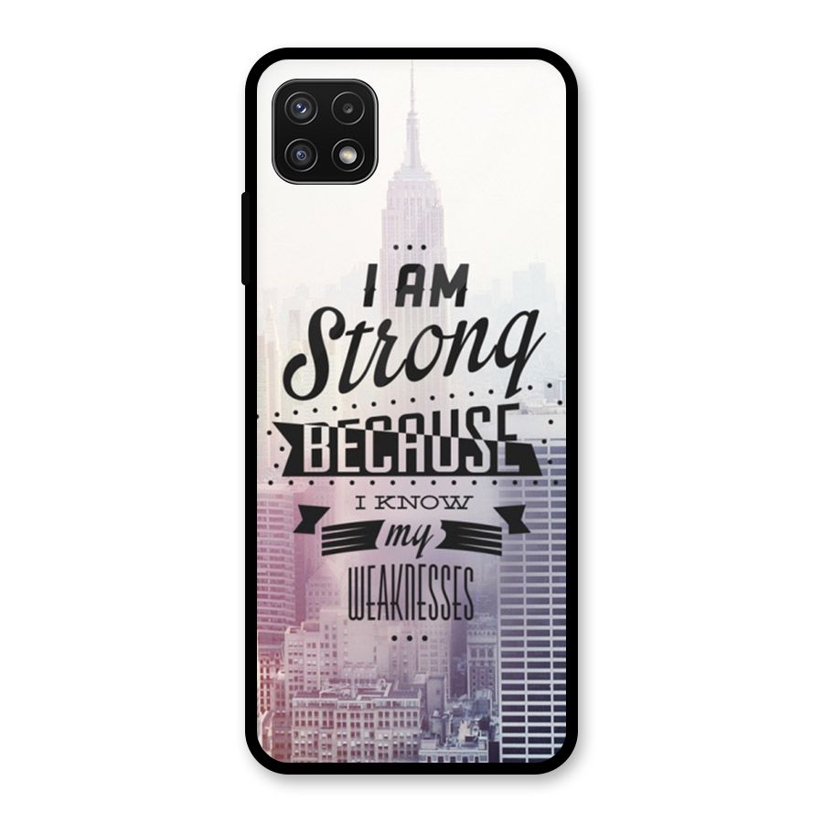 I am Strong Glass Back Case for Galaxy A22 5G