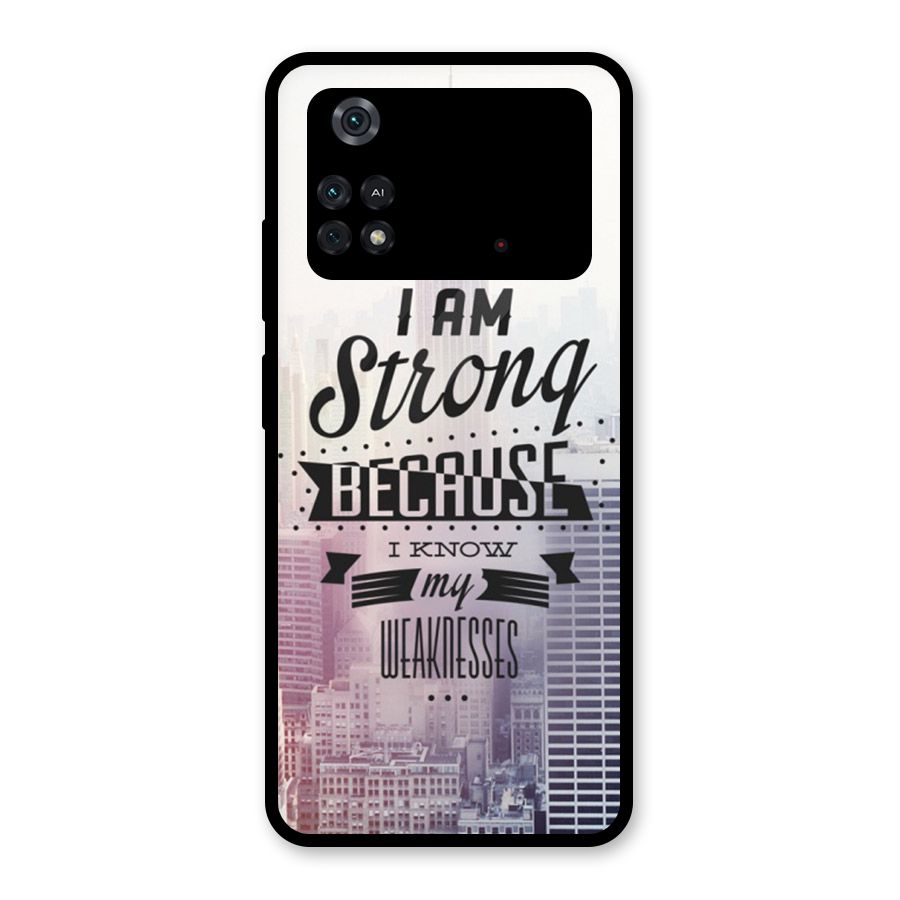 I am Strong Glass Back Case for Poco M4 Pro 4G