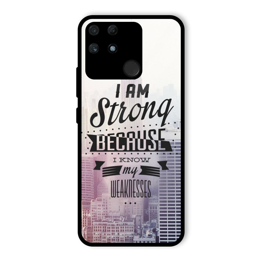 I am Strong Glass Back Case for Realme Narzo 50A
