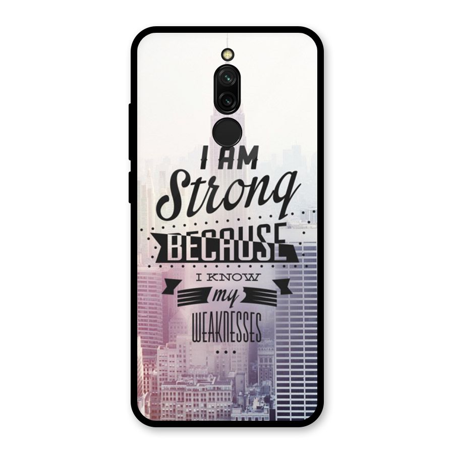 I am Strong Glass Back Case for Redmi 8