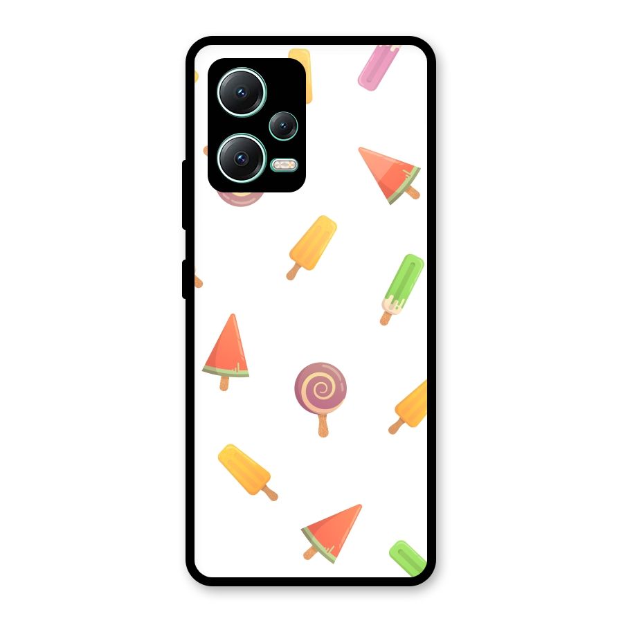 Ice Cream Colors Glass Back Case for Redmi Note 12 5G