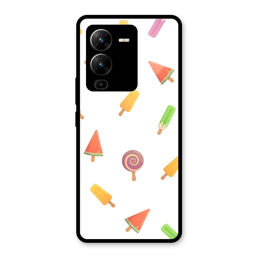 Ice Cream Colors Glass Back Case for Vivo V25 Pro