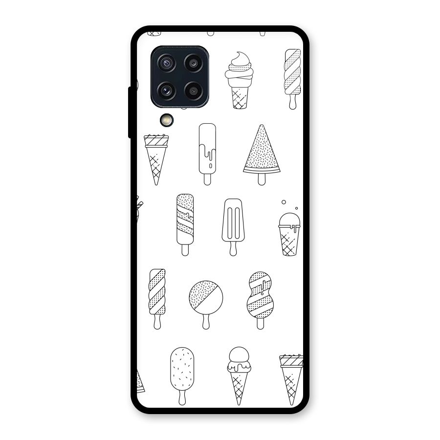 Ice Cream Lines Glass Back Case for Galaxy M32