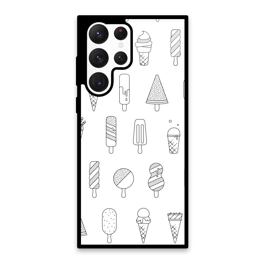 Ice Cream Lines Glass Back Case for Galaxy S22 Ultra 5G