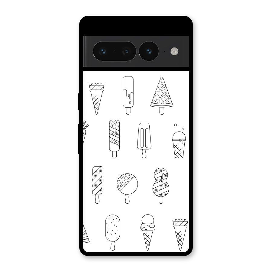 Ice Cream Lines Glass Back Case for Google Pixel 7 Pro