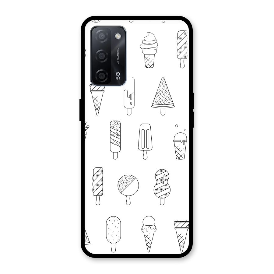 Ice Cream Lines Glass Back Case for Oppo A53s 5G