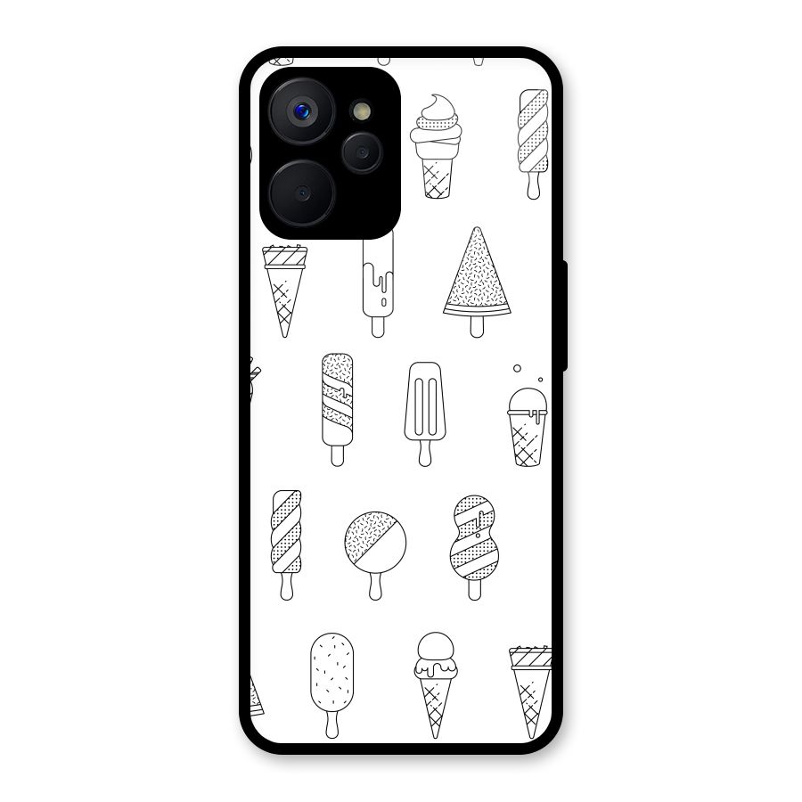 Ice Cream Lines Glass Back Case for Realme 9i 5G