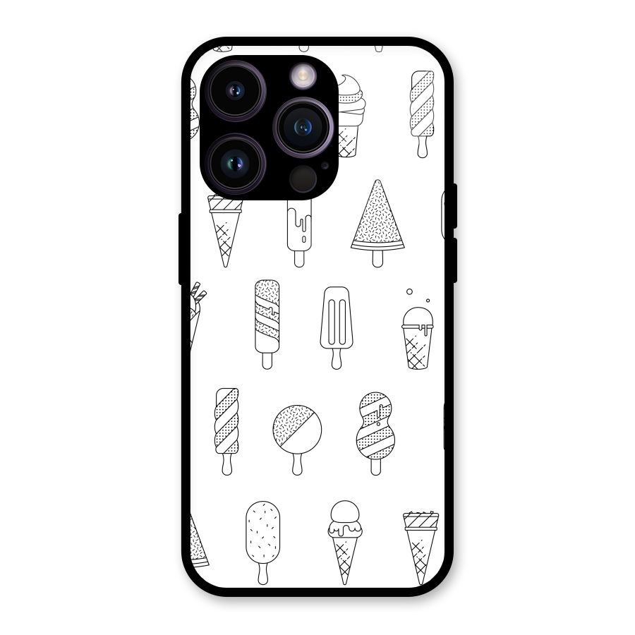 Ice Cream Lines Glass Back Case for iPhone 14 Pro
