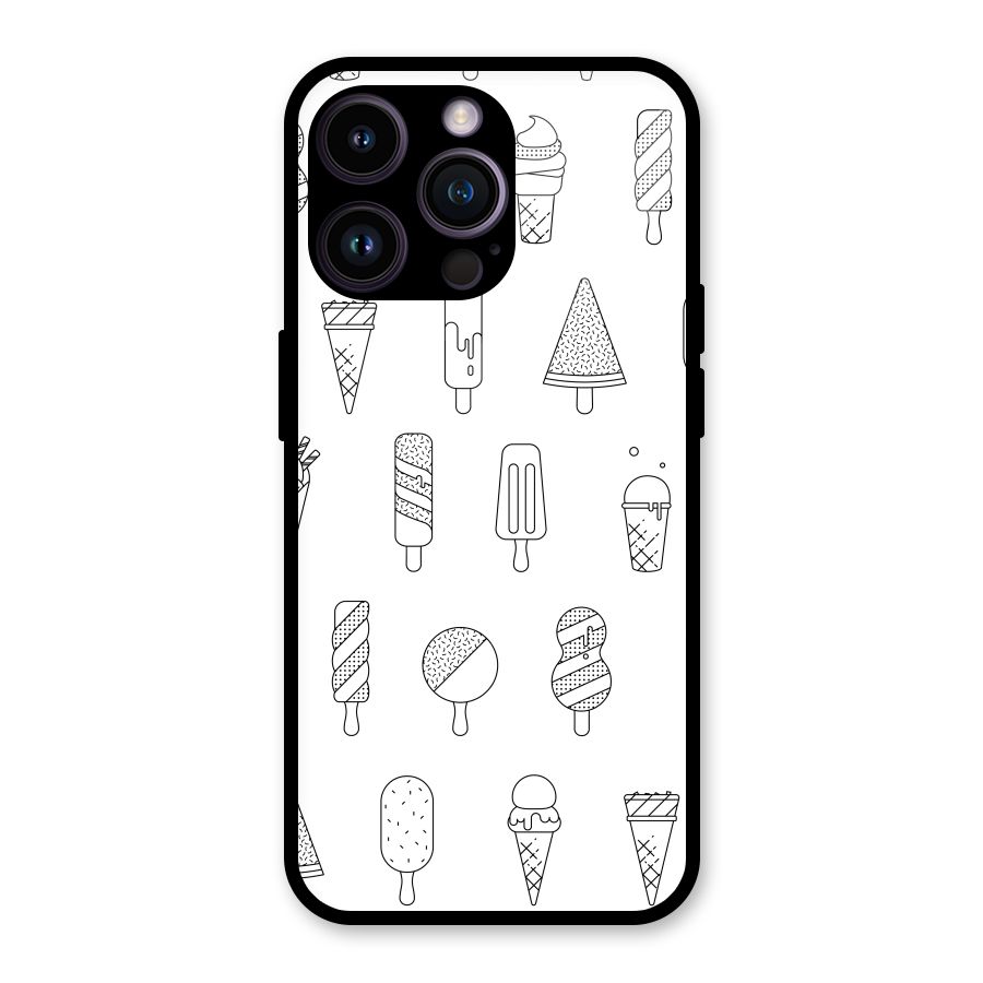 Ice Cream Lines Glass Back Case for iPhone 14 Pro Max
