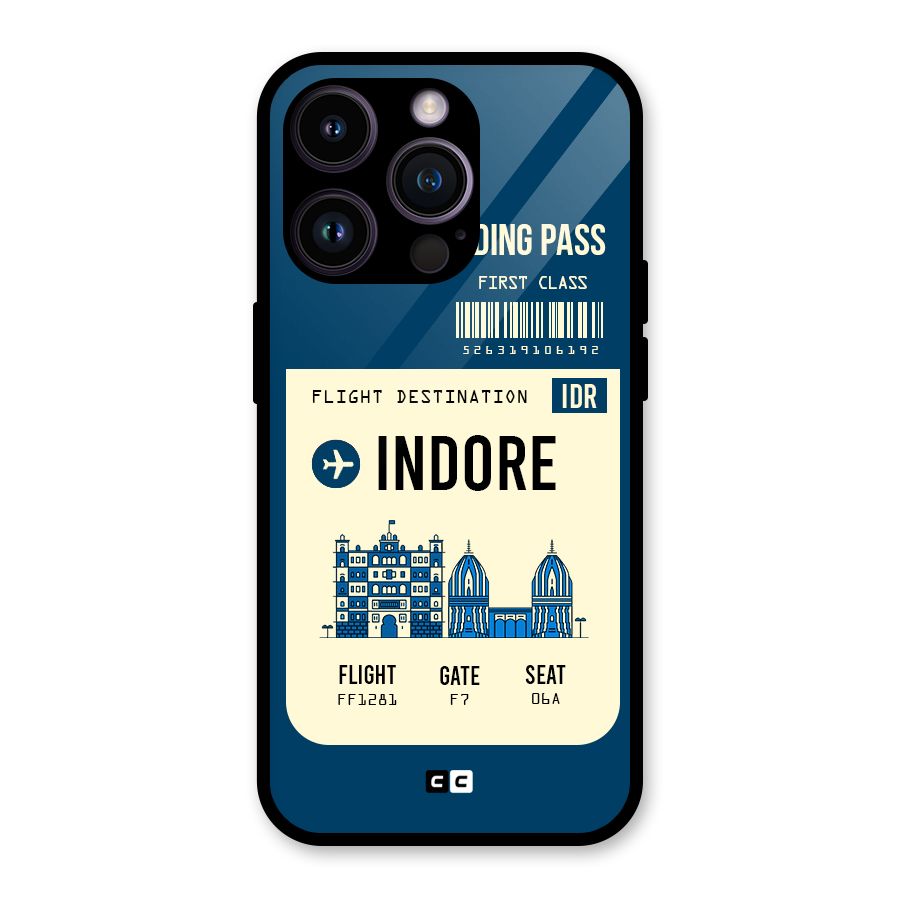 Indore Boarding Pass Glass Back Case for iPhone 14 Pro