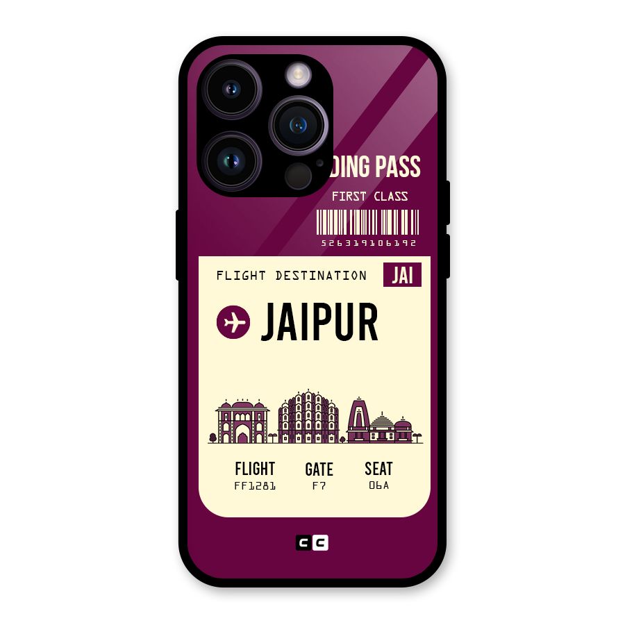 Jaipur Boarding Pass Glass Back Case for iPhone 14 Pro