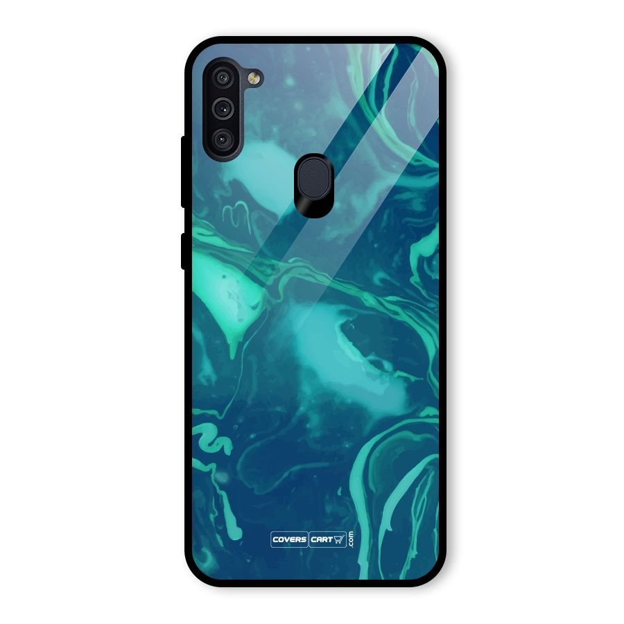 Jazzy Green Marble Texture Glass Back Case for Galaxy M11
