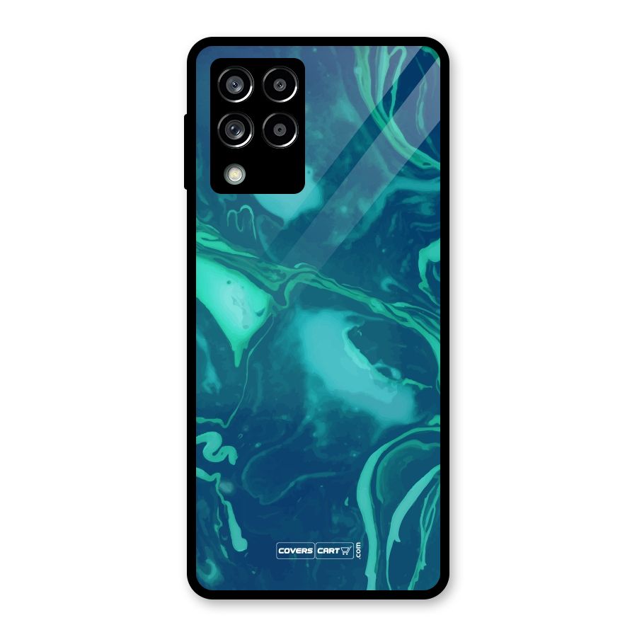 Jazzy Green Marble Texture Glass Back Case for Galaxy M53 5G