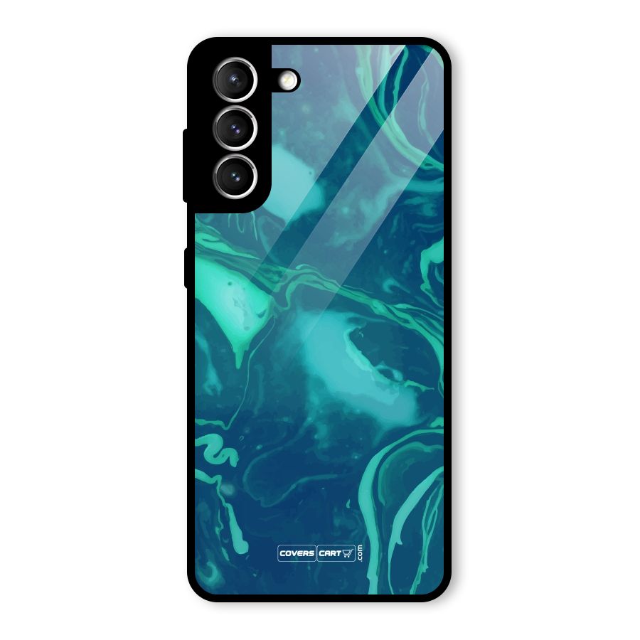 Jazzy Green Marble Texture Glass Back Case for Galaxy S21 5G