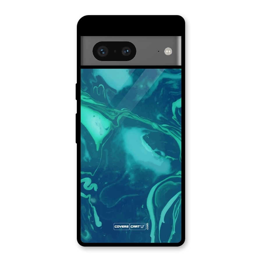 Jazzy Green Marble Texture Glass Back Case for Google Pixel 7