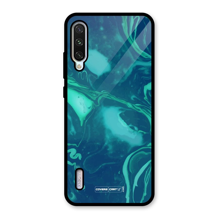 Jazzy Green Marble Texture Glass Back Case for Mi A3