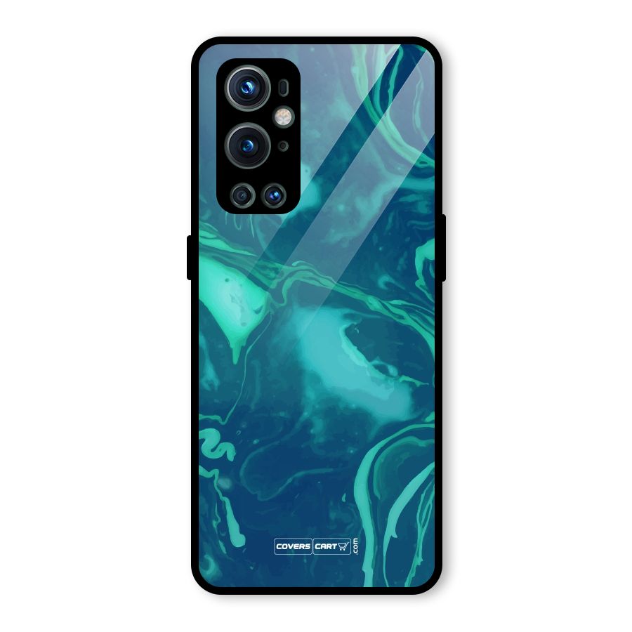 Jazzy Green Marble Texture Glass Back Case for OnePlus 9 Pro