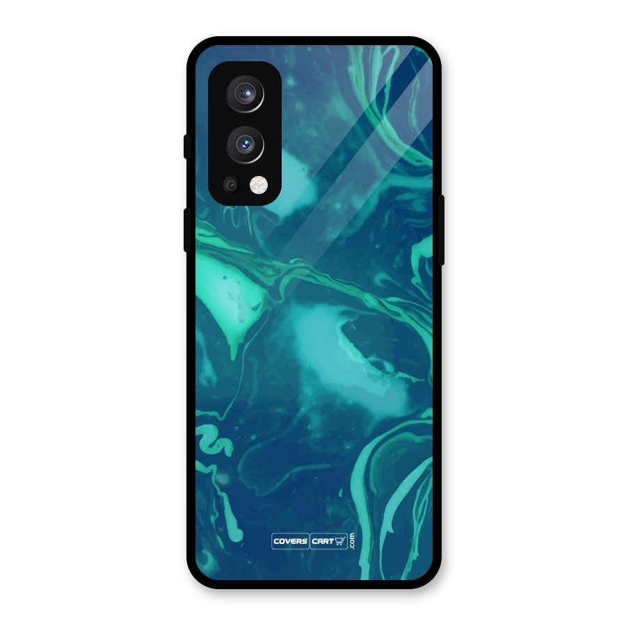 Jazzy Green Marble Texture Glass Back Case for OnePlus Nord 2 5G