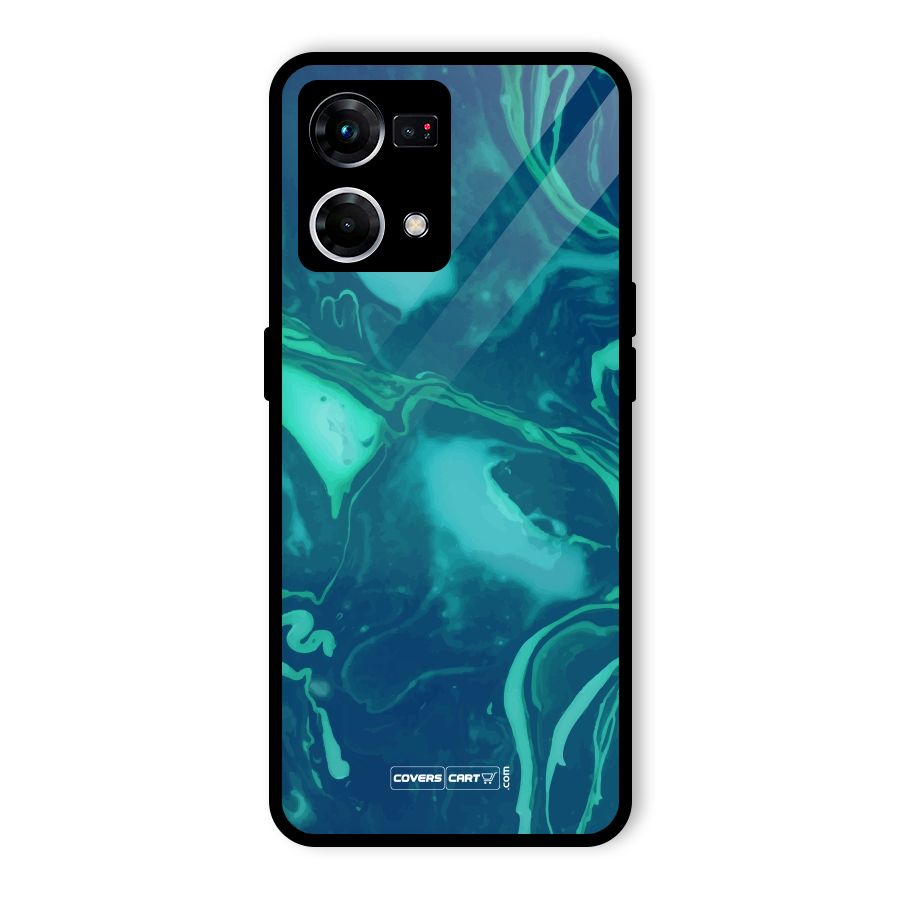 Jazzy Green Marble Texture Glass Back Case for Oppo F21s Pro 4G