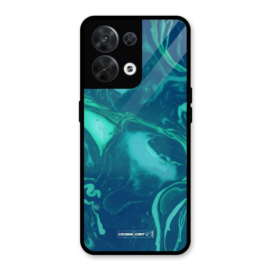 Jazzy Green Marble Texture Glass Back Case for Oppo Reno8 5G