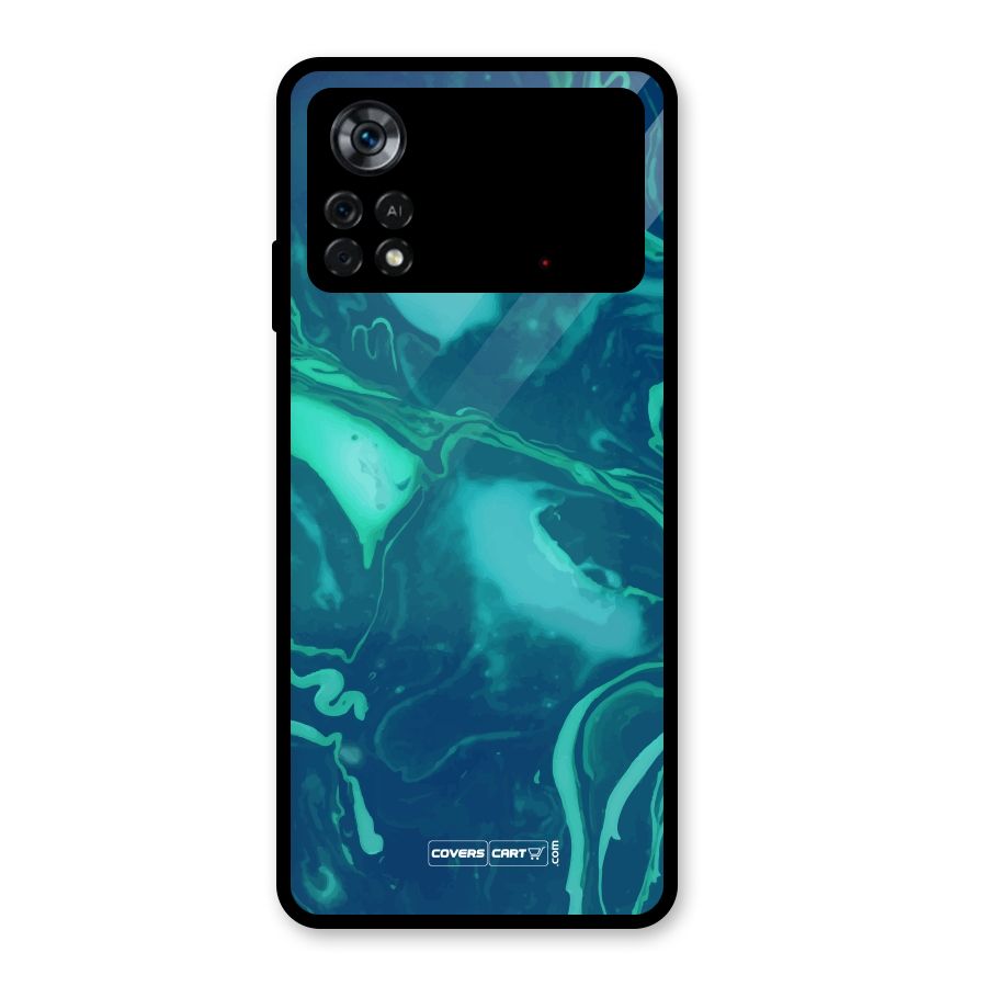 Jazzy Green Marble Texture Glass Back Case for Poco X4 Pro 5G