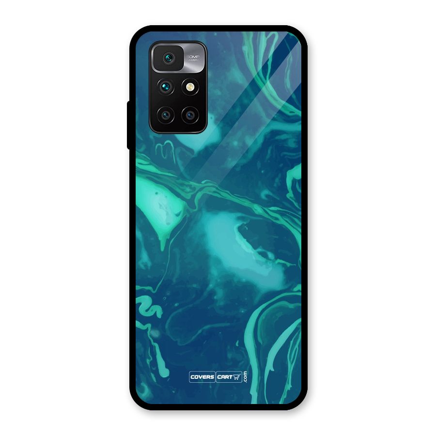 Jazzy Green Marble Texture Glass Back Case for Redmi 10 Prime