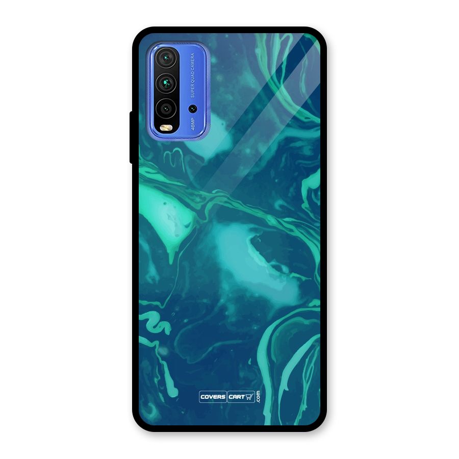 Jazzy Green Marble Texture Glass Back Case for Redmi 9 Power