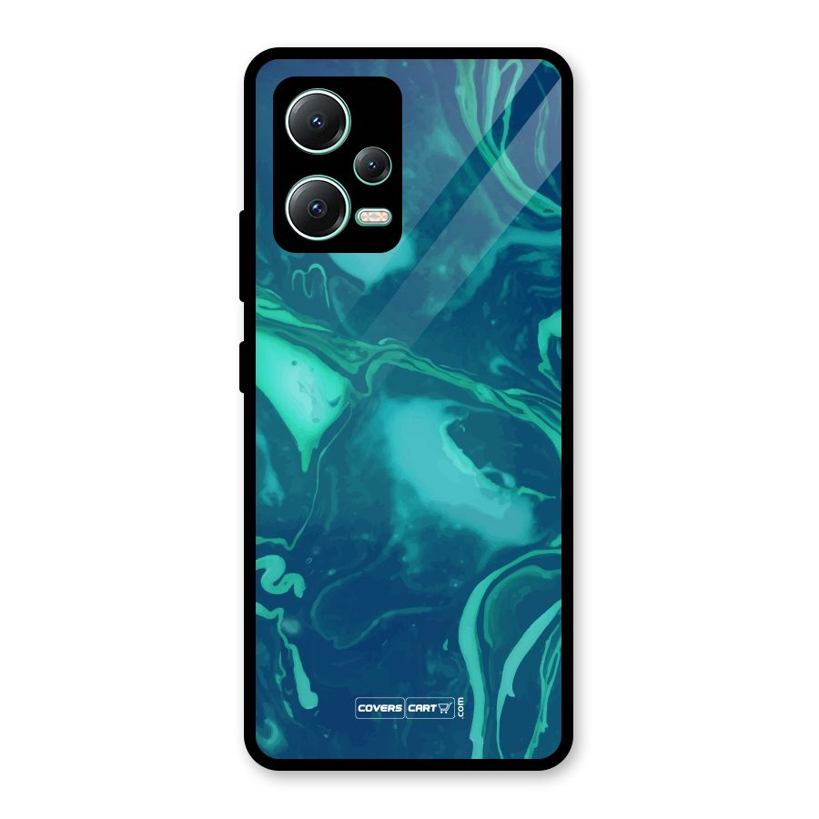 Jazzy Green Marble Texture Glass Back Case for Redmi Note 12 5G