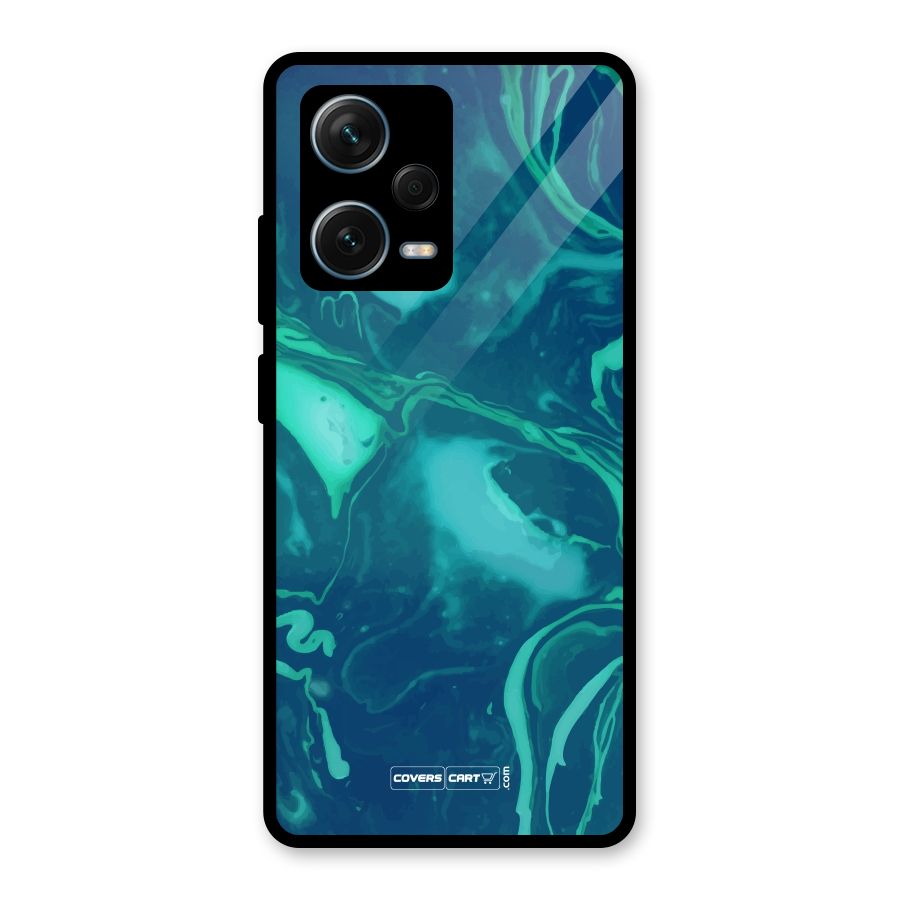 Jazzy Green Marble Texture Glass Back Case for Redmi Note 12 Pro Plus 5G
