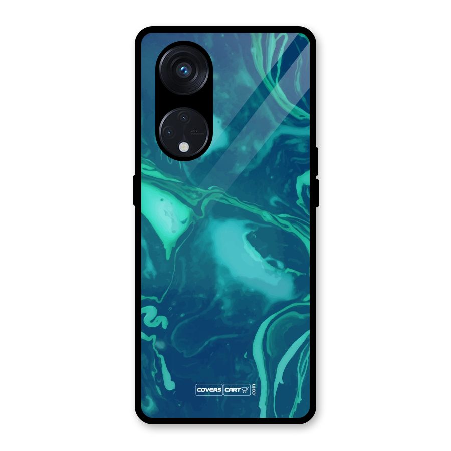 Jazzy Green Marble Texture Glass Back Case for Reno8 T 5G