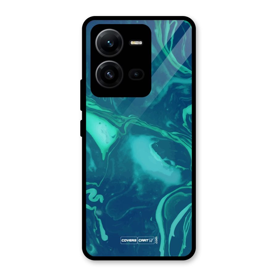 Jazzy Green Marble Texture Glass Back Case for Vivo V25