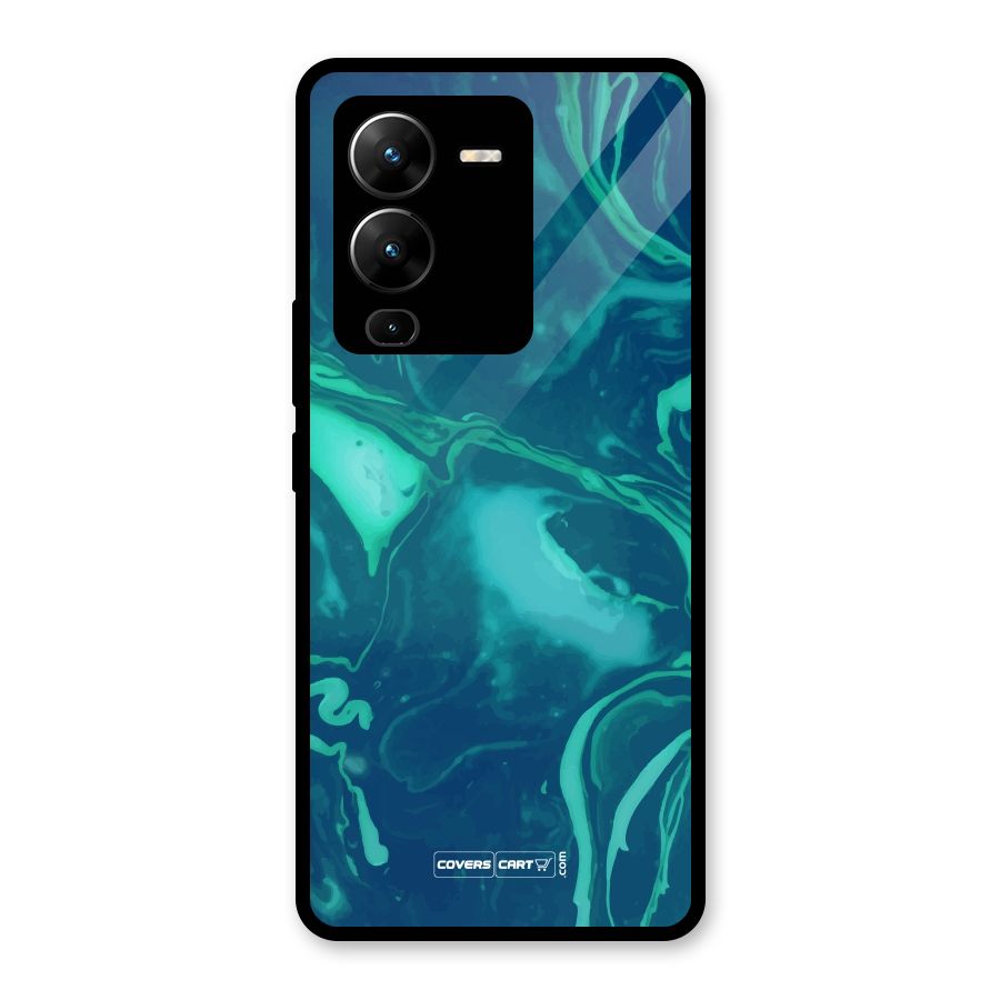Jazzy Green Marble Texture Glass Back Case for Vivo V25 Pro