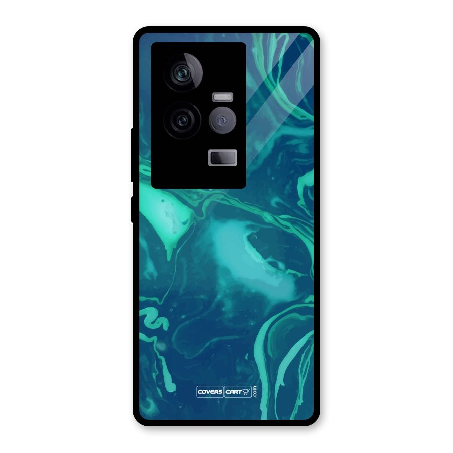 Jazzy Green Marble Texture Glass Back Case for Vivo iQOO 11 5G